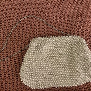 Pearl Beaded Crossbody Bag - Cream Pearl